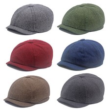 Peaky Blinders Hat Newsboy Flat Cap Herringbone Tweed Wool Baker Boy Gatsby
