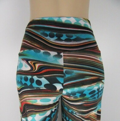 NWOT MIMC Women's Palazzo Pants, Browns and Aquamarine color, Size Small
