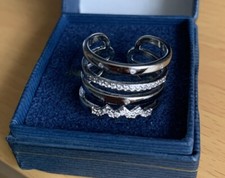 925 Silver Multi Band Ring With Cubic Zirconia/ Open Back Size M