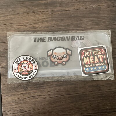 New Bacon Storage Container Stays Fresh Reusable Plastic Bag Bonus Sticker