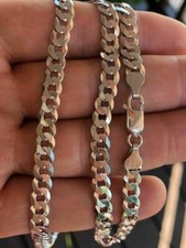 6mm Flat Men's Miami Cuban Link Chain Solid 925 Silver ITALY All Lengths 18-30"