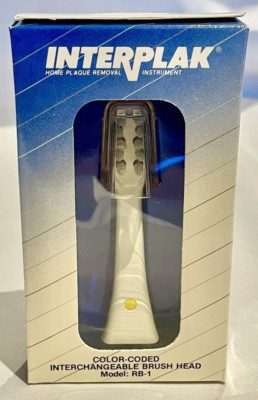 INTERPLAK Color Coded Interchangeable Brush Head RB 1 Yellow Dot NEW