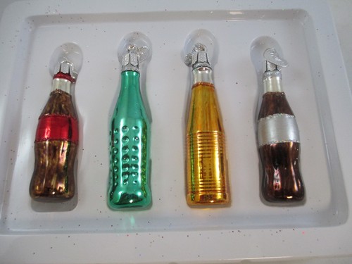 Set Ornamento Bottiglia Vetro Soffiato Coca-Cola Vecchio Mondo Natale Fanta Sprite Dieta - Foto 5 di 5