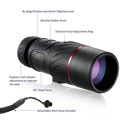 Visionking 8x42 Caza BAK 4 Monocular + Observación de Aves con Empuñadura Portátil - Imagen 6 de 7