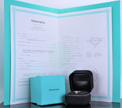 $3,750 Tiffany & Co Solitaire Platinum VVS1 .36ct Round Diamond Engagement Ring - Picture 2 of 8