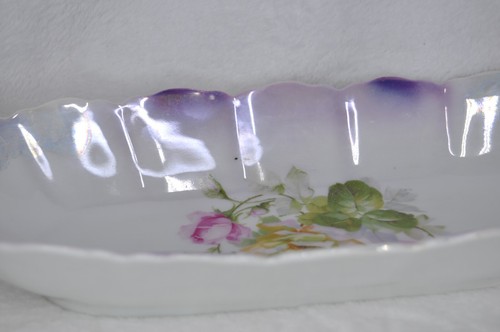 JSV Germany Antique Johann Seltmann Porcelain Iridescent 12” Oval Serving Dish - Picture 5 of 10