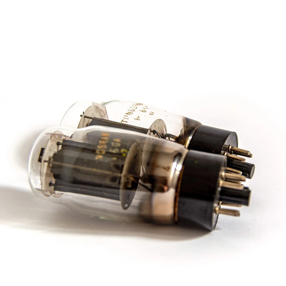 Par a juego. Tungsram 6L6GA 6L6 Placa Soldada Negra Doble Pan Getter Nuevo de Lote Antiguo Foto 2 de 4