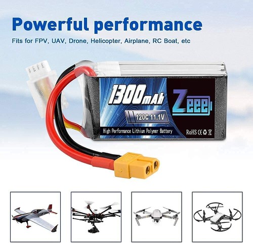 2PACK 1500mAh 3S 11.1V 100C XT60 Plug RC Lpo Battery For RC FPV