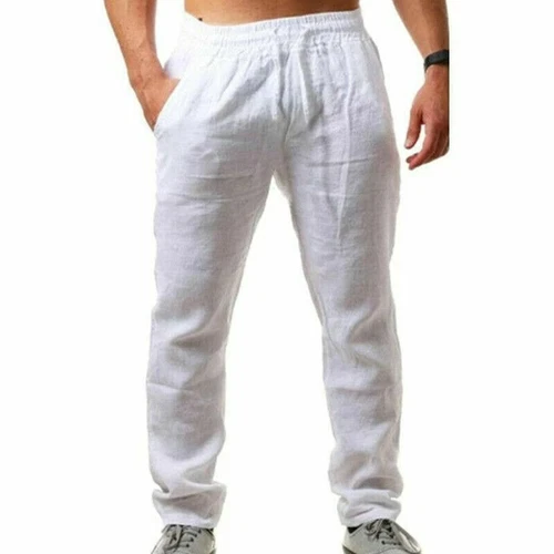 Herren Urlaub Leinen Optik Hose Stoffhose Lang Freizeithose Sommerhose Sporthose - Bild 5 von 20