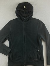 Marmot Hoodie Womens Medium M Black Full Zip Pockets Hooded Fleece Dark Wash