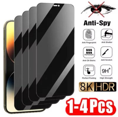 1-4x Panzerfolie Blickschutz Glas für iPhone 16 15 14 13 12 11 Pro Max Mini XR