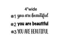 Inspirational Car Rear View Mirror Sticker "You are beautiful" Die Cut Sticker