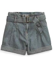 POLO RALPH LAUREN Big Girls Belted Paperbag Shorts Vintage Look Blue Size 16