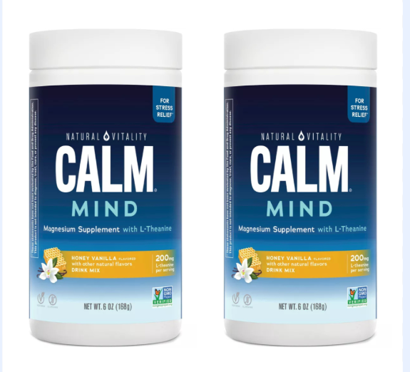 Lot Of 2 x Natural Vitality CALM Mind Magnesium Honey Vanilla 6 oz Ea Exp 05/26