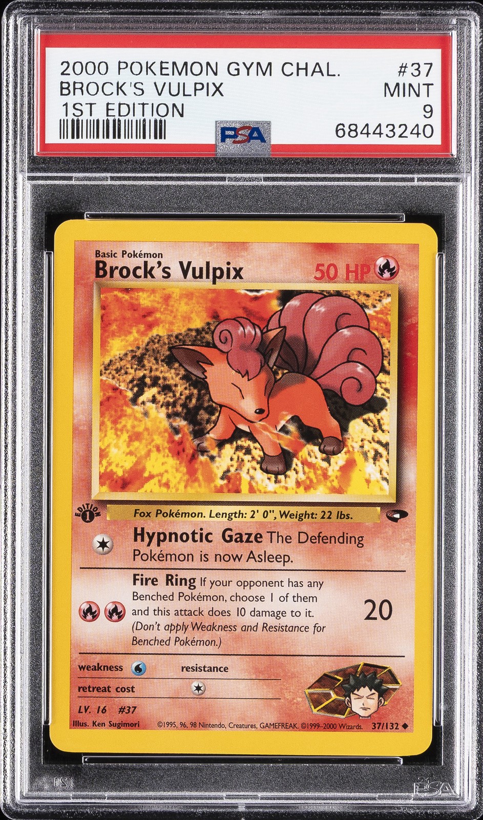 2000 POKEMON GYM CHALLENGE 1ST EDITION #37 BROCK'S VULPIX PSA 9
