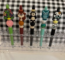 Set 5 Animals Turtle Monkey Panda Owl Beaded Pens Handmade 5 Free Refills
