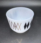 Vtg Federal Glass Milk Glass Atomic Diamond Starburst Bowl Mid Century Modern