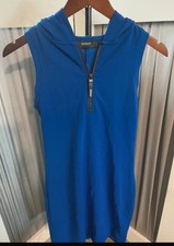 GUESS Sleeveless 1/4 Zip Hooded Dress Size Small Royal Blue