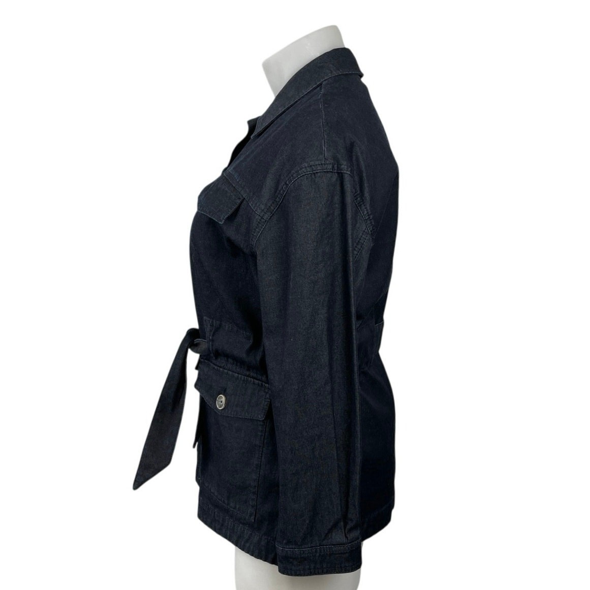 Massimo Dutti Collared Long Sleeve Button Up Shirt Utility Denim Coat Jacket L image 2