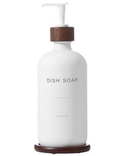 Dish Soap Dispenser, Refillable Soap Dispenser Kitchen with Tray, White D 1