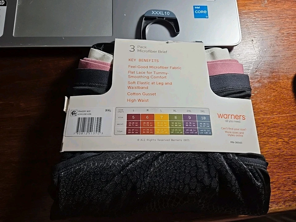 Ropa interior para mujer Warner's de microfibra cintura alta 3pk 3XL Foto 4 de 4