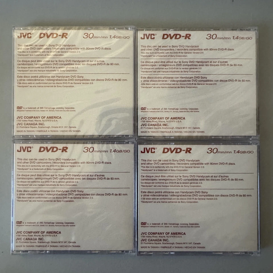 4x JVC Mini DVD-RW 30 Minute 1.4GB/GO 8cm Recordable for Camcorder Disk Disc NEW - Image 2 of 3