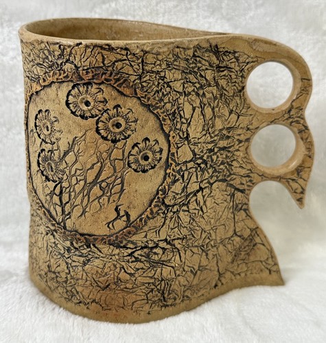 Vintage Maßgeschneidert Blumen Keramik Becher Handwerk Niedlich Natur Kaffeetasse Fingergriff