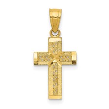 14k Yellow Gold Diamond-cut Cross X Center Pendant L-21.05mm, W-9.95mm