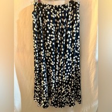 Liz Claiborne Collection M Vintage Black and White Floral Maxi Midi Skirt Womens