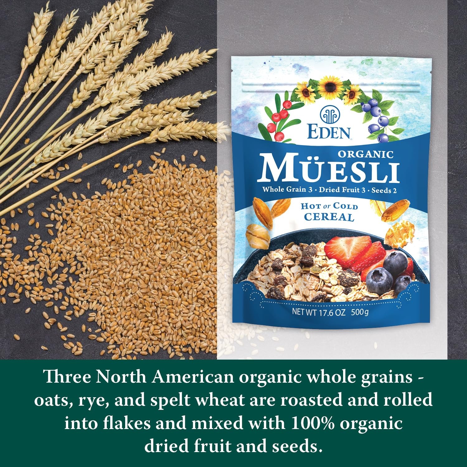 Eden Organic Muesli Cereal, Eat Hot or Cold, Oat, Rye, 17.6 Ounce (Pack of 1) 