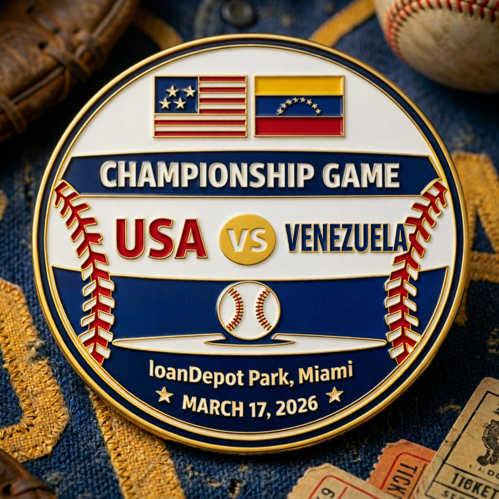 2026 World Baseball Classic Championship Game Pin USA vs Venezuela March 17