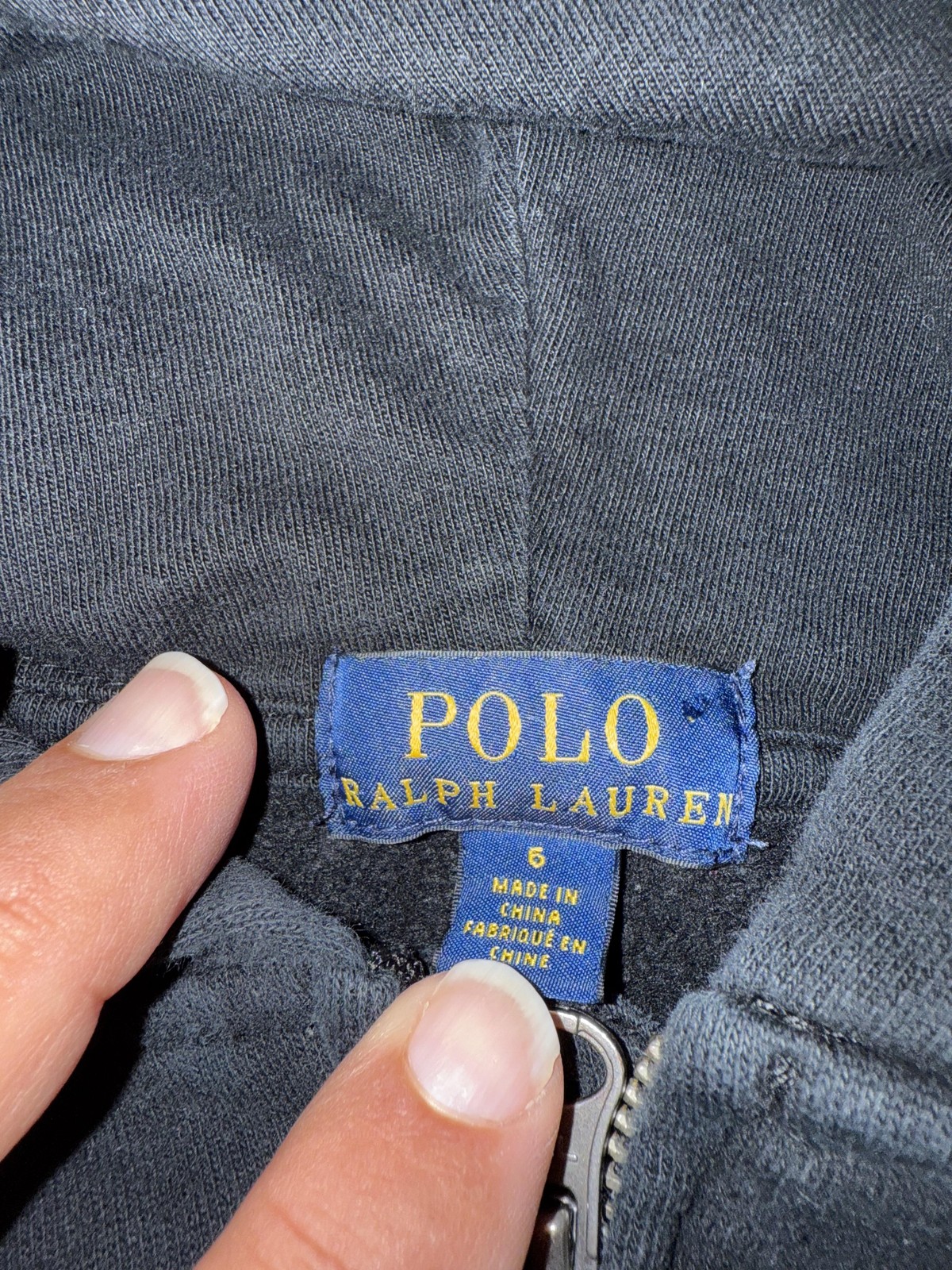 Polo Ralph Lauren felpa con cappuccio ragazzo taglia 6 nera full zip big pony spell out giacca