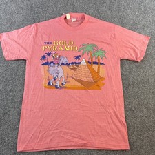 Vtg 80s Sportswear Graphic T Shirt Womens M Pink The Gold Pyramid Single Stitch