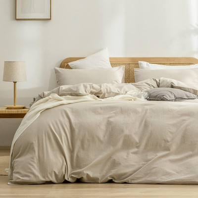 Duvet Cover Set 100% Cotton Linen Feel Super Soft Comfortable Chic Lightweight 3