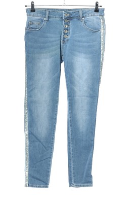 HAND WORK DENIM Slim Jeans Damen Jeans Gr. DE 40 blau-silberfarben Casual-Look
