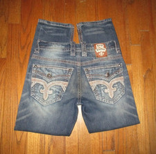 ROCK REVIVAL Zane Straight Leg Faux Flap Pkt Jeans Sz 31