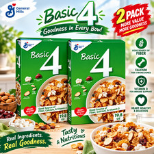 Basic 4 Heart Healthy Cereal, Fruit and Nut Fiber Cereal with 19.8 oz Pack of 2