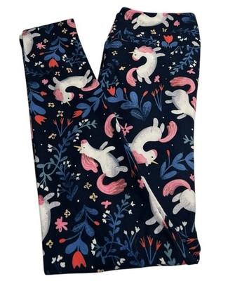 LuLaRoe Leggings OS One Size HTF BLUE PINK Rare Fun UNICORN Fantasy Fairytale
