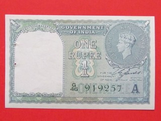 INDIA BRITÁNICA GEORGE VI (1940 RARO ESCASO COMO NUEVO SIN CIRCULAR) BILLETE RARO DE UNA RUPIA