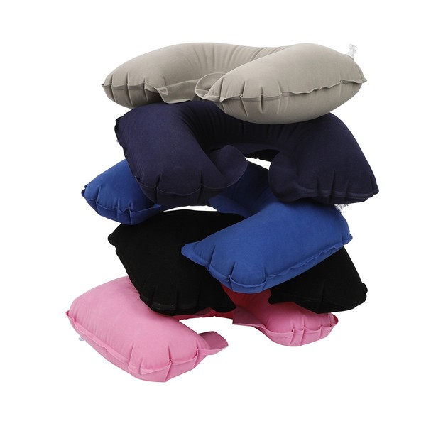 Almohada de viaje para el cuello reposacabezas inflable soporte cojín camping almohada azul rosa