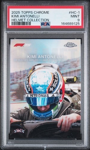 2025 TOPPS CHROME FORMULA 1 HELMET COLLECTION #HC-1 KIMI ANTONELLI RC PSA 9