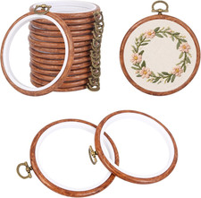 15 Pcs 3 Inch Embroidery Hoops Bulk, Vintage Imitated Wood round Frame for DIY