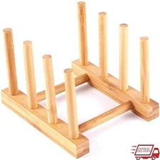 Eco-Friendly Bamboo Dish Rack Plates Cups Bowls Drying Storage Organizer New