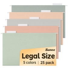 Hanging File Folders Legal Size, 25 Pack File Folders 1/5-Cut Tabs, Morandi C...