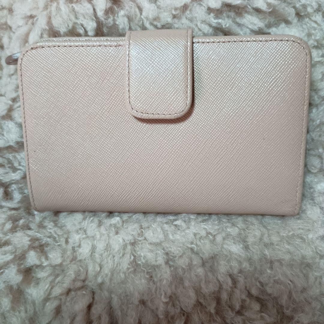 PRADA Saffiano Leather Bifold Compact Wallet Beige Gold Logo Plate Purse Auth thumbnail 23
