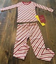 Kickee Pants size 3T Christmas candy cane stripe long sleeve pajamas set new