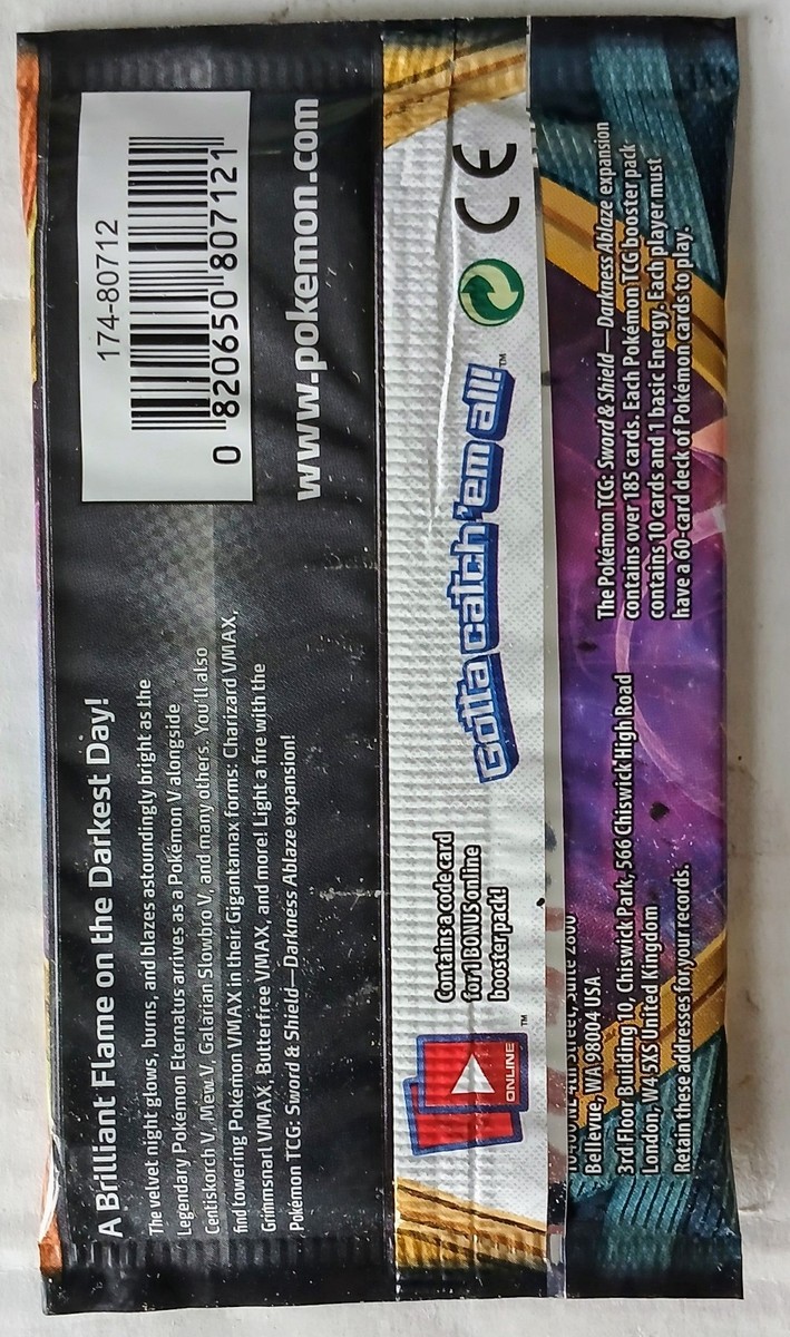 Pokémon Sword & Shield Darkness Ablaze Unopened Pack