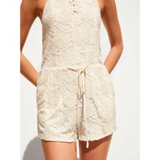 ZARA Floral Lace Romper Playsuit Spaghetti Strap Cottagecore White NWT, Size S