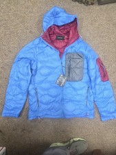 New Peak Performance Mens Medium M Helium Utility Down Hooded Jacket Puffer Blue