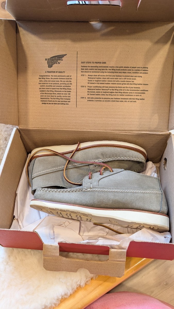 Red Wing Shoes 9166 Gray Suede Moc Toe Handsewn Chukka Boots Men's